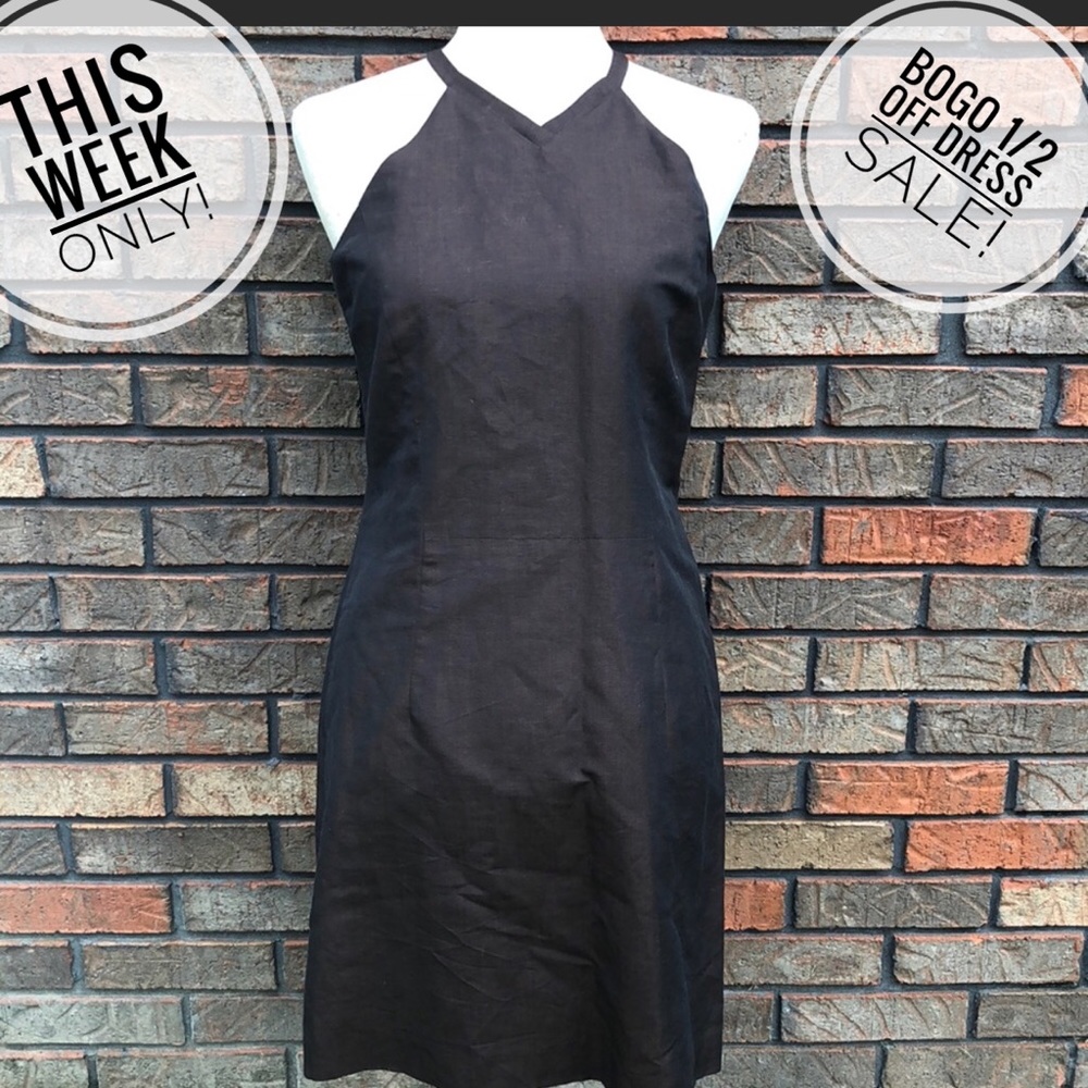 Banana Republic Brown linen dress midi size 6 VTG